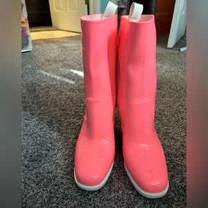 Neon Pink Christian Louboutin Rain Boots